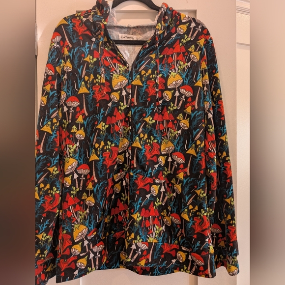 L.A. Soul Tops - Mushroom Novelty Print Full Zip Hoodie,XL